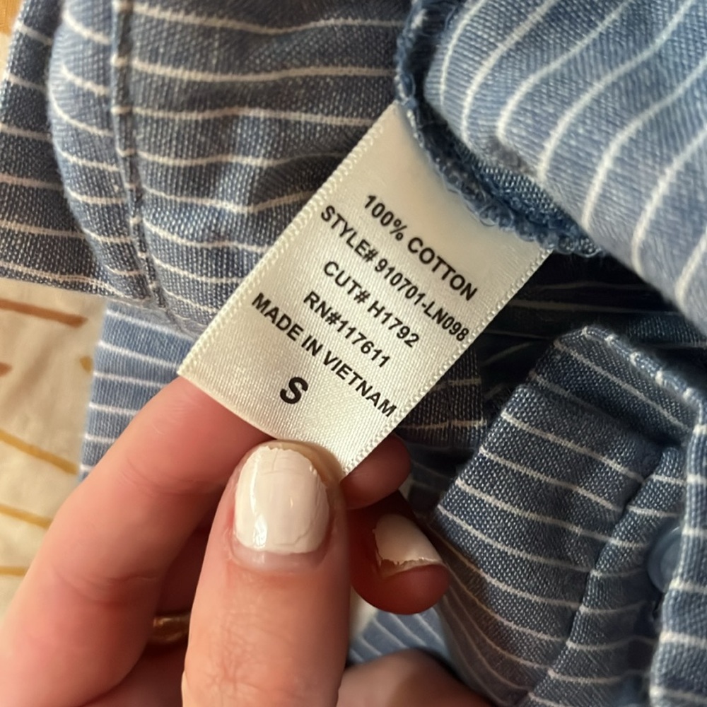 100% Cotton lightweight blue and white stripe nautical pants - Picture 3 of 5